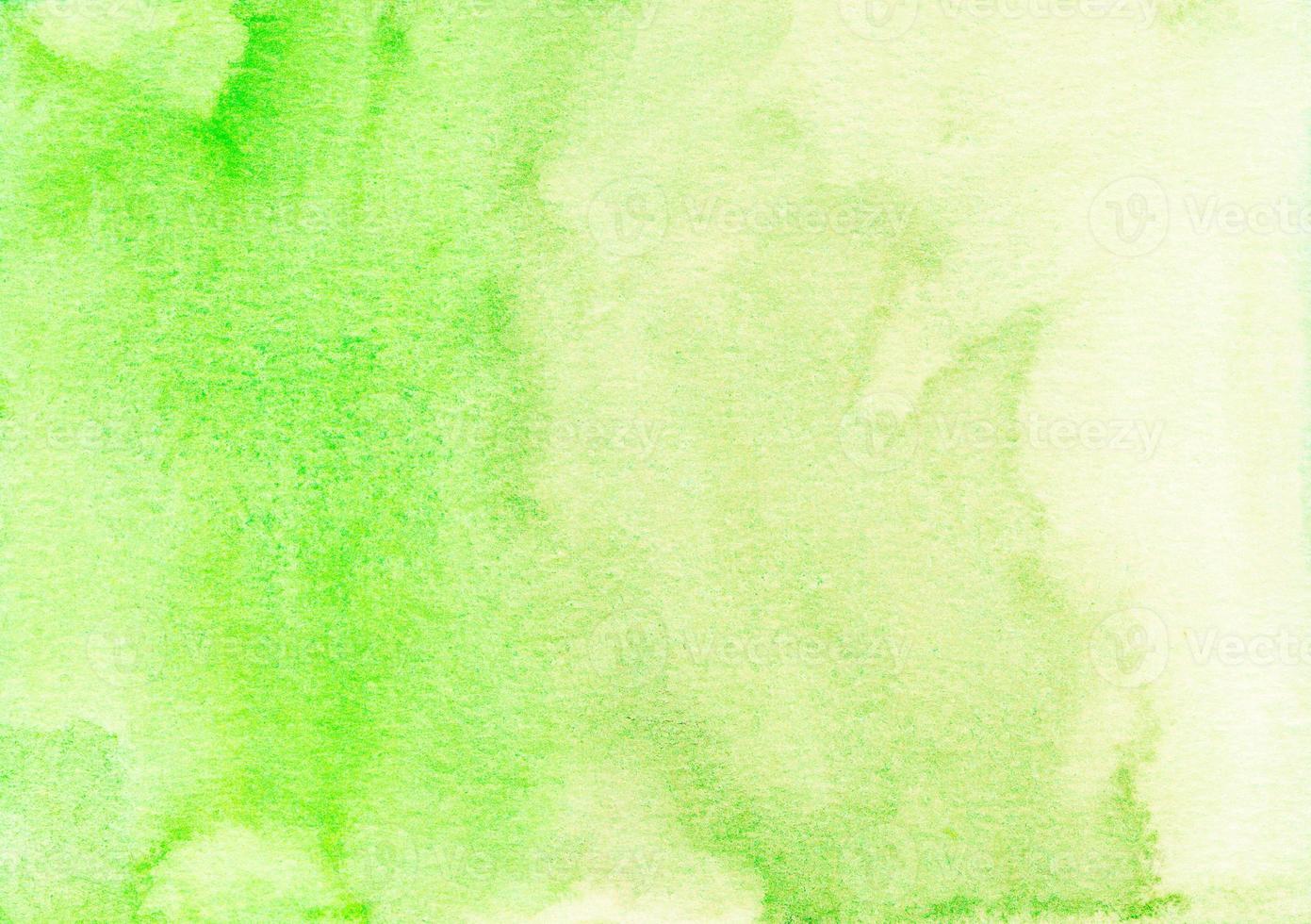 Watercolor light green yellow ombre background texture. Watercolour pastel green gradient backdrop. Stains on paper. photo