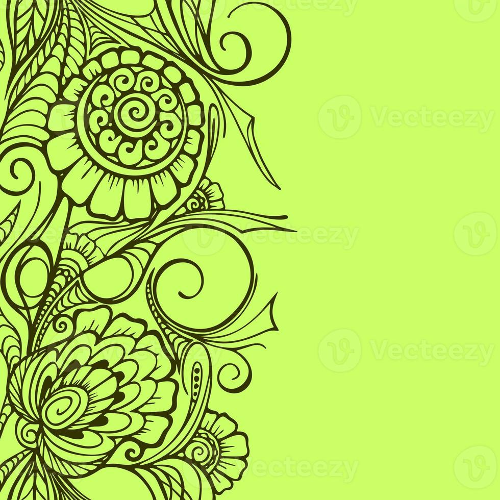 seamless floral border on light green background, floral graphic repeat design element, texture, pattern photo