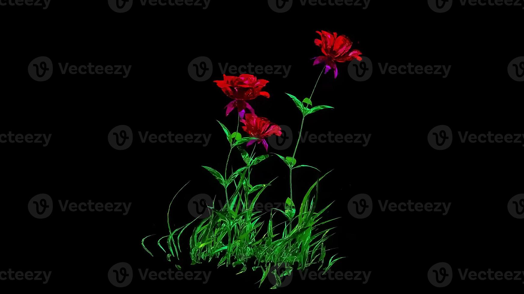 Red Flowers Botanical Digital Rendering photo