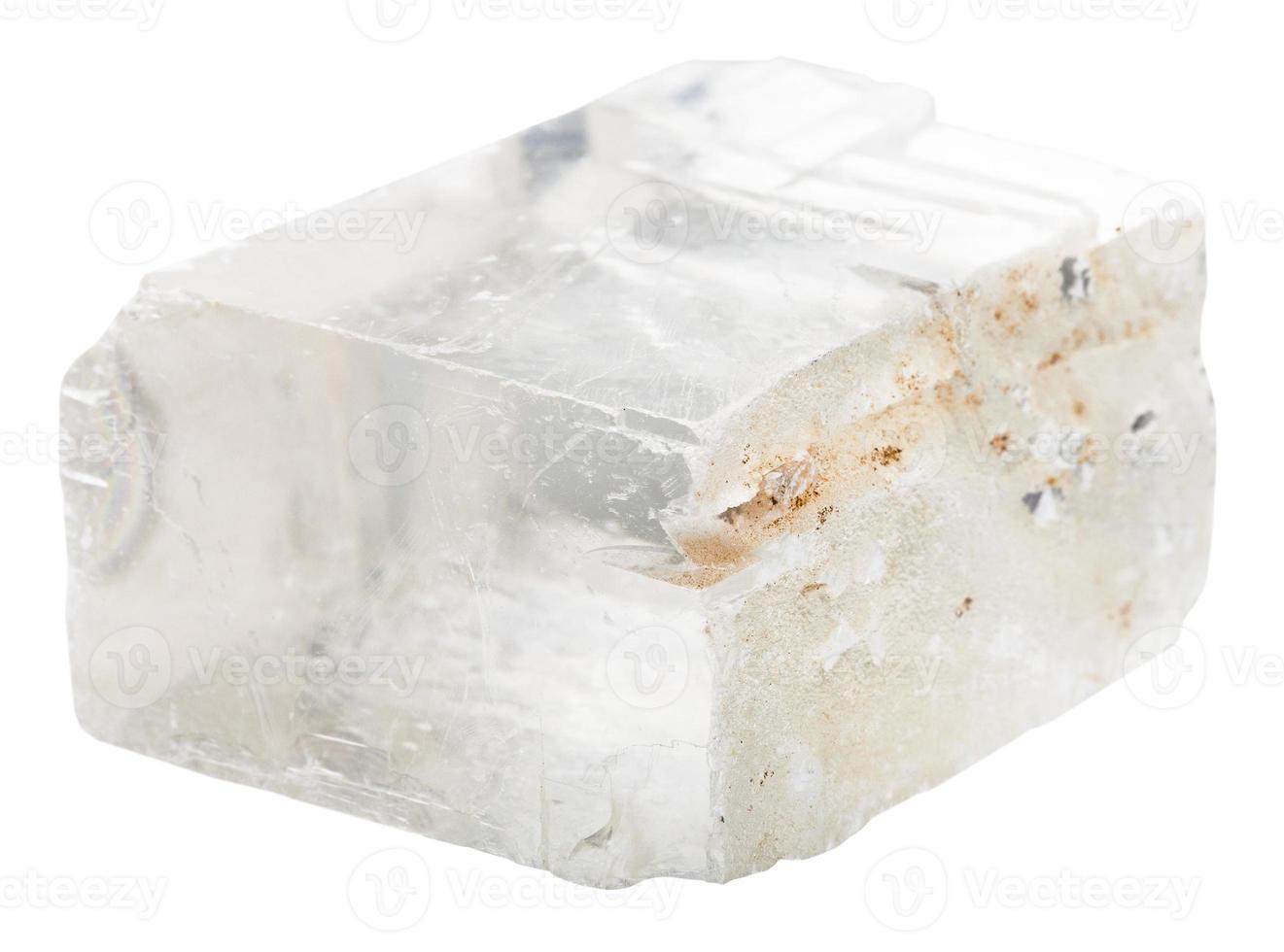iceland spar mineral stone isolated on white photo