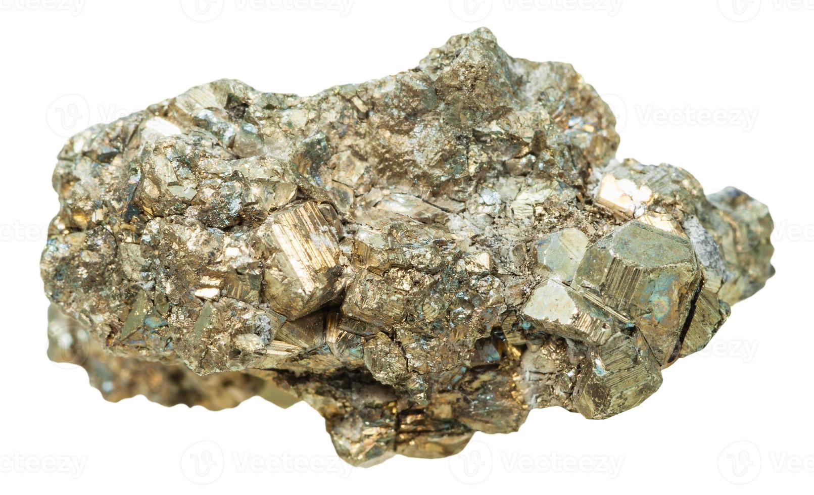 druso de pirita mineral Roca aislado en blanco foto