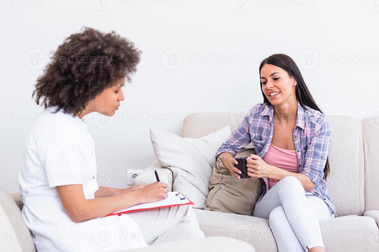 Healthcare concept of professional psychologist doctor consult in psychotherapy session or counsel diagnosis health.Digital health concepts. therapy session photo