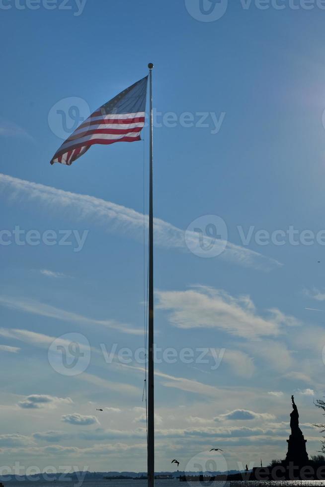 Statue of liberty black and white vertical isolated silhouette photo