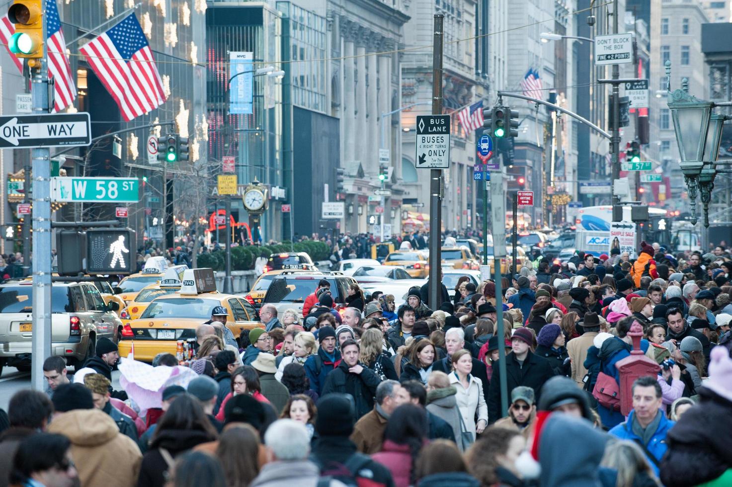 NEW YORK, USA - DECEMBER 11, 2011 - City streets are crowded of people for xmas photo