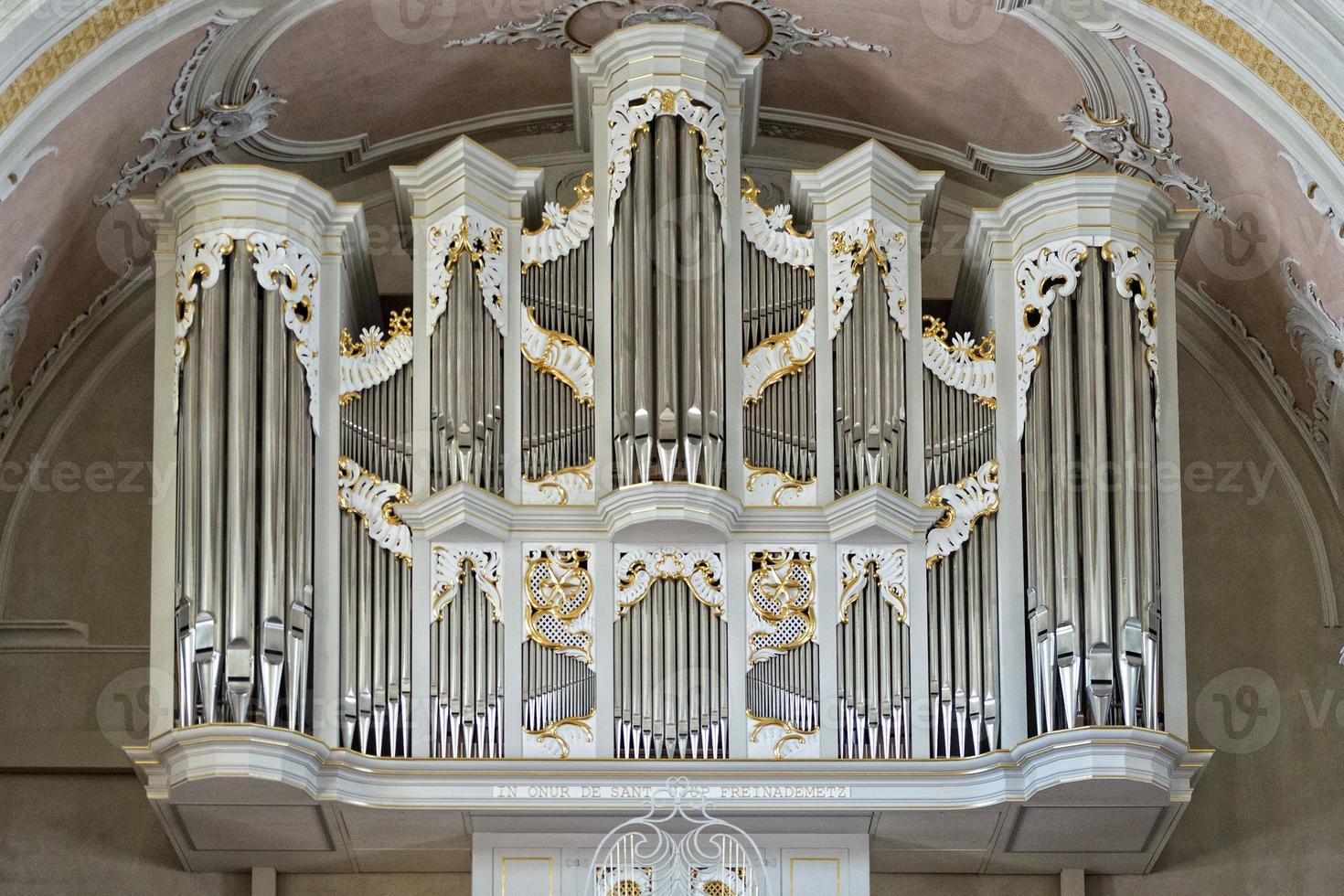 antique old italian mountain church white organ photo