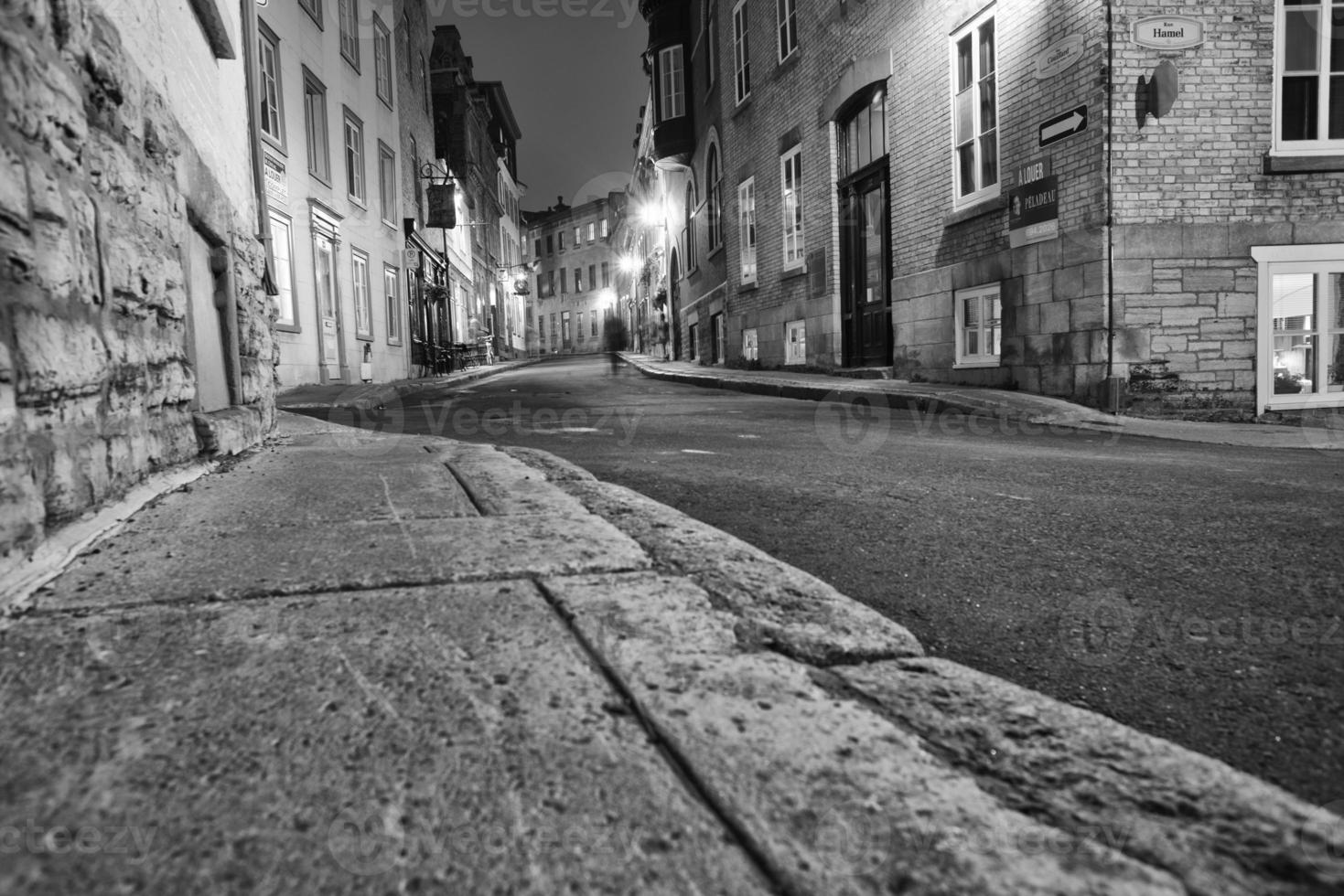 quebec city night view in black and white photo