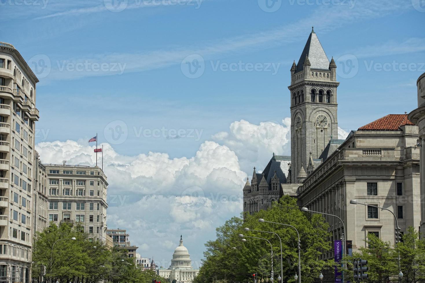 Washington DC Capitol view from Freedom Plaza photo