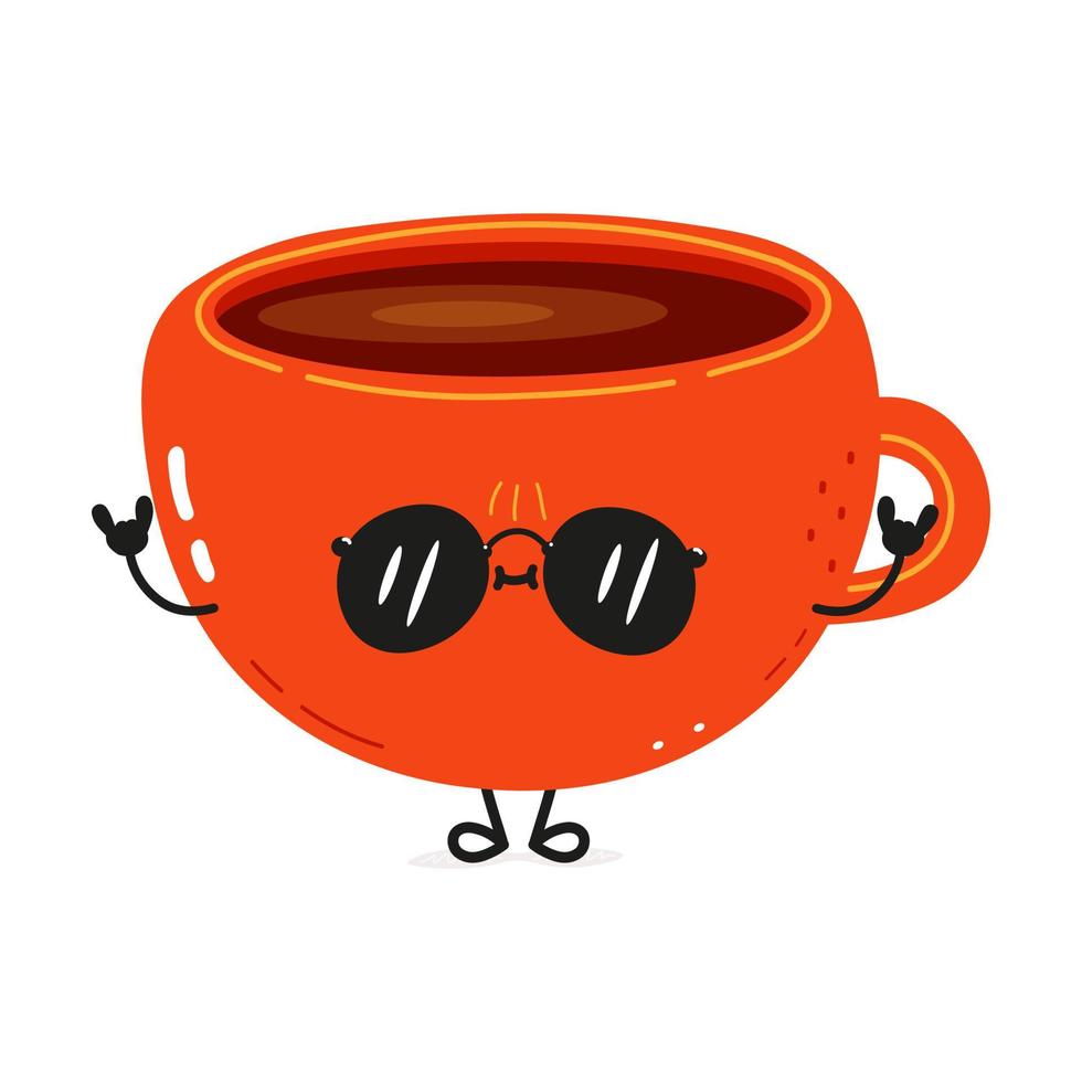 Cute funny Cup of coffee character. Vector hand drawn cartoon kawaii character illustration icon. Isolated on white background. Cup of coffee character concept