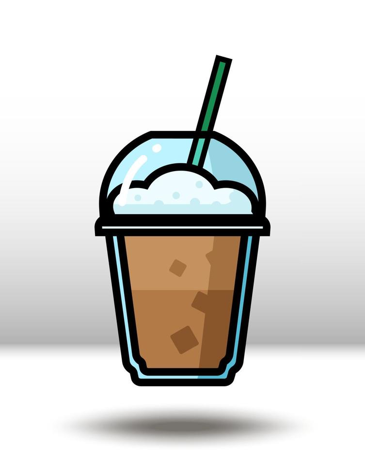 Vector icon illustration. Colorful frappe coffee. Isolated on white background.