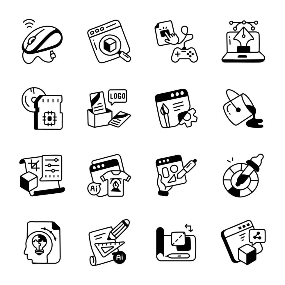 Pack of Vector Designing Hand Drawn Icons