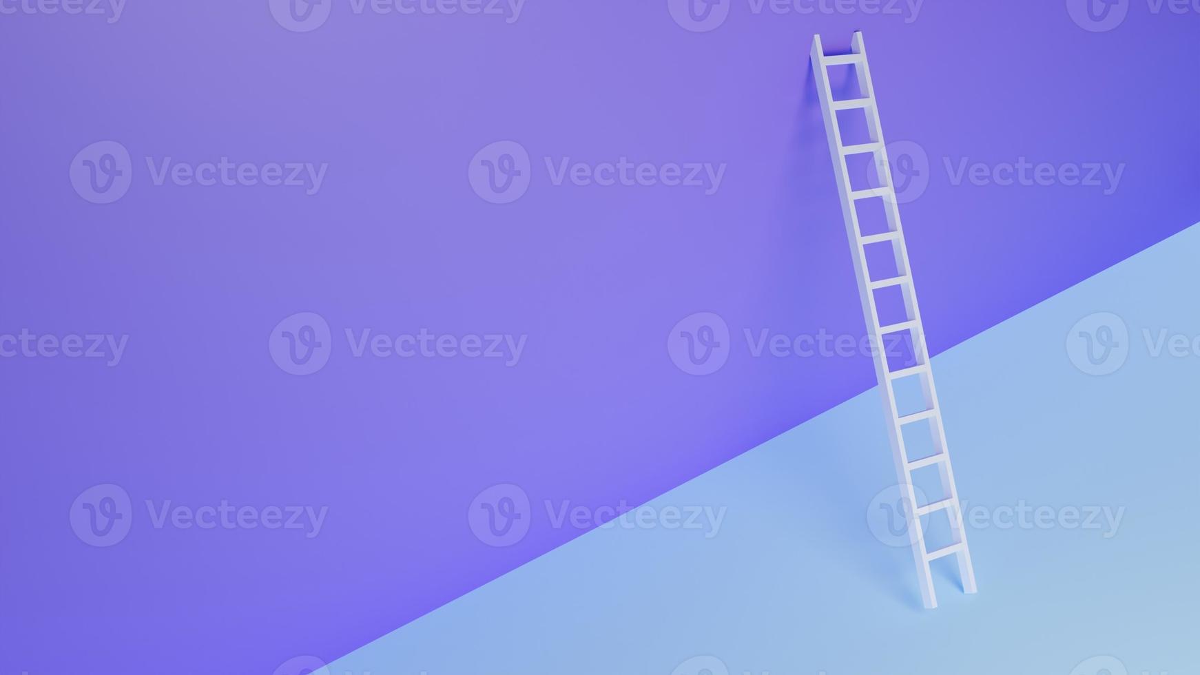 3d rendering of a ladder in front of a purple wall. photo