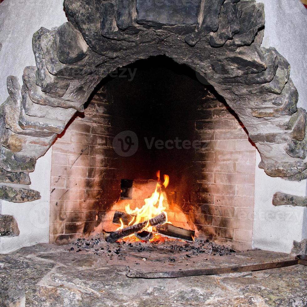 stone fire place photo