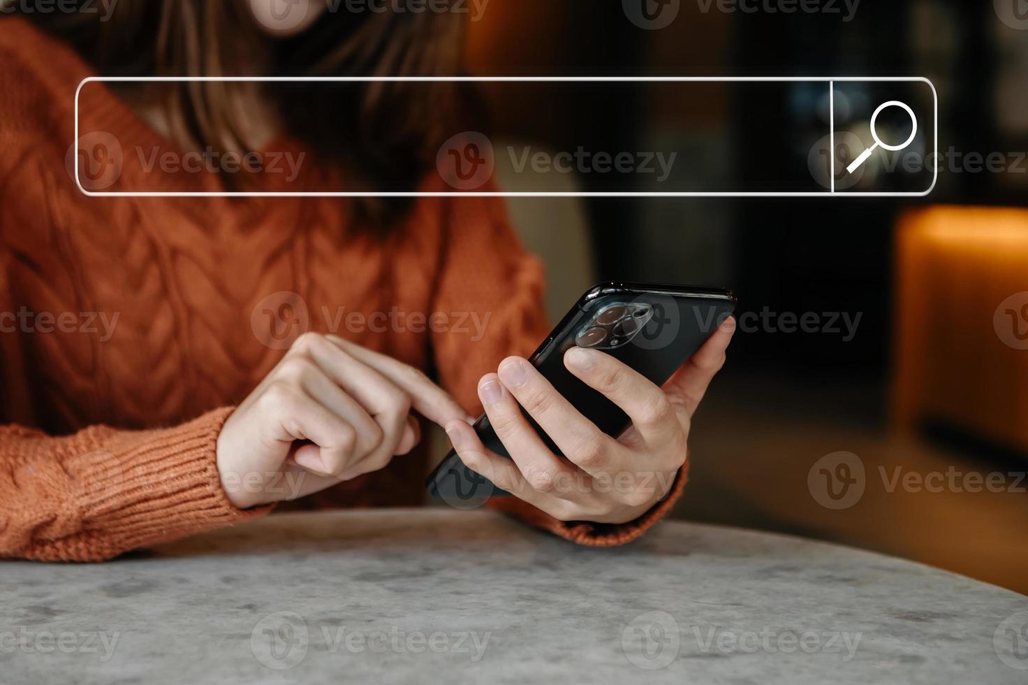 Searching Browsing Internet Data Information Networking Concept. with mobile  and computer virtual icon photo