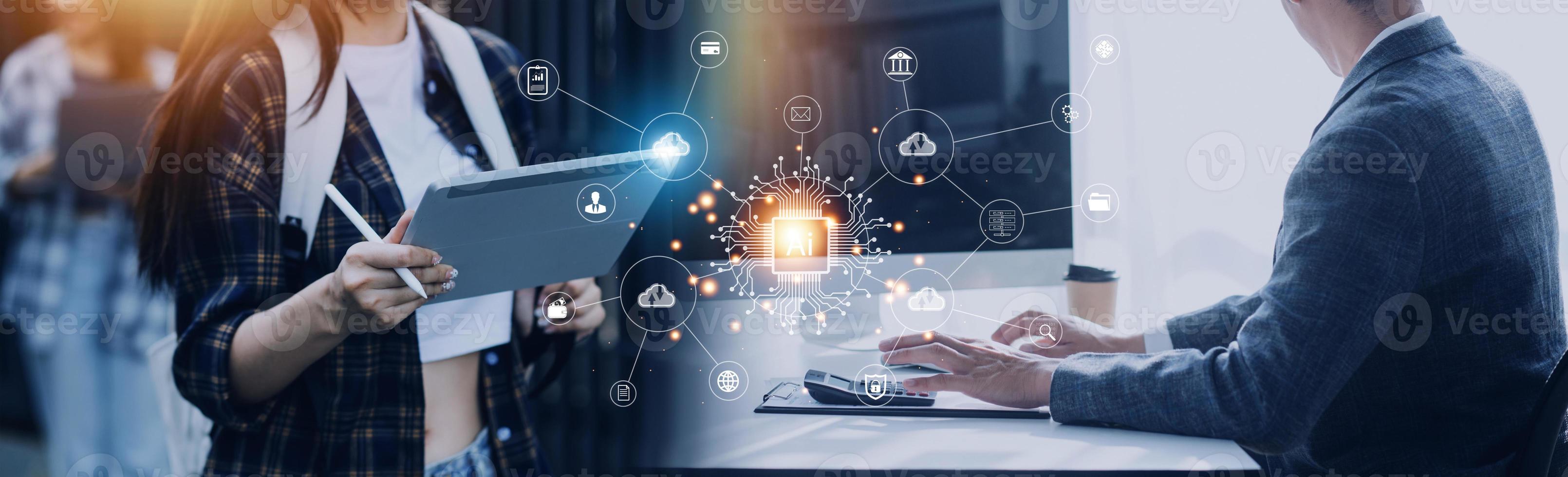 Digital transformation technology strategy, IoT, internet of things. transformation of ideas and the adoption of technology in business in the digital age, enhancing global business capabilities. Ai photo