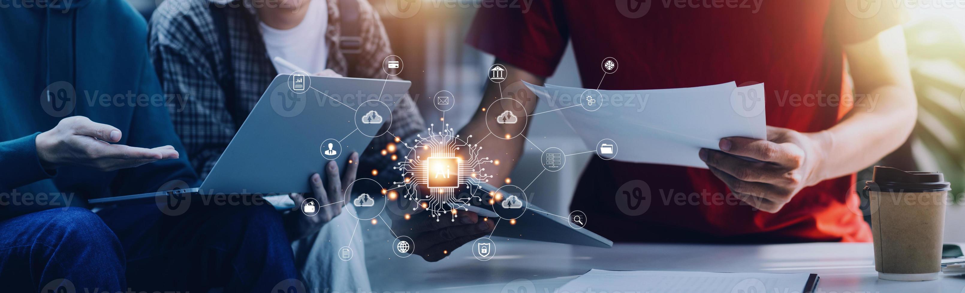 Digital transformation technology strategy, IoT, internet of things. transformation of ideas and the adoption of technology in business in the digital age, enhancing global business capabilities. Ai photo