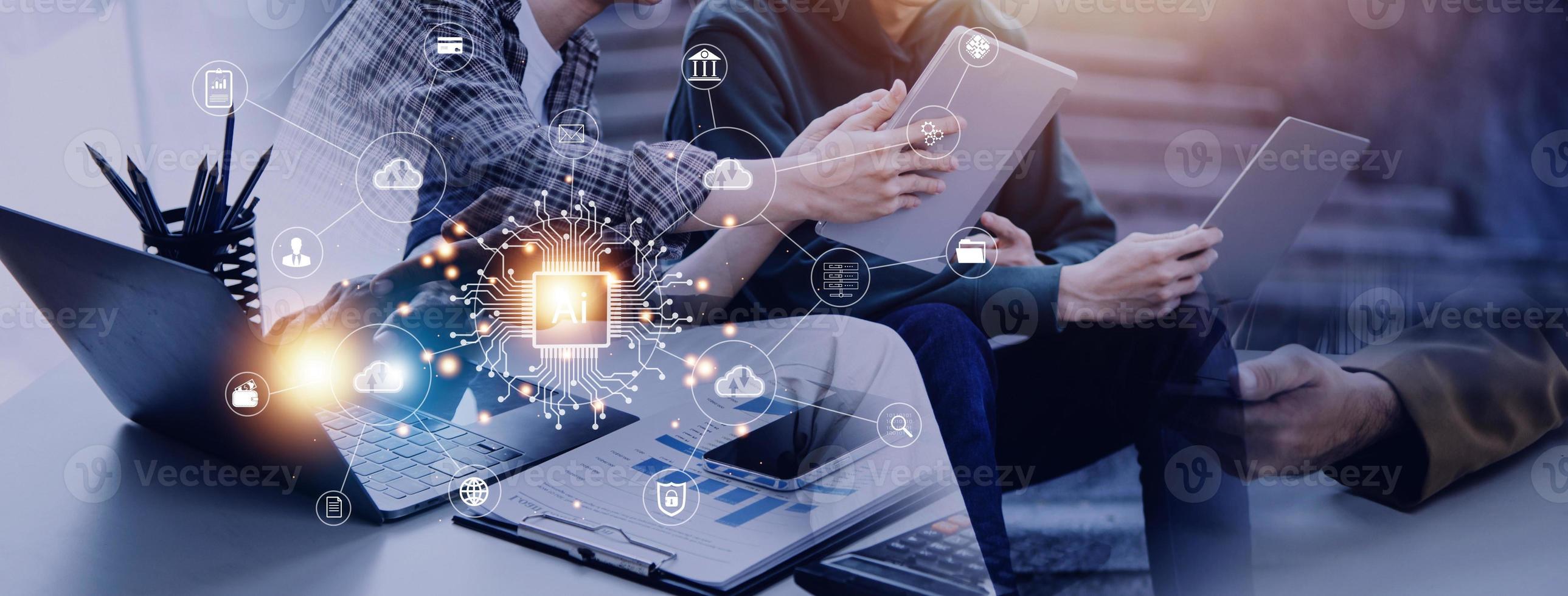 Digital transformation technology strategy, IoT, internet of things. transformation of ideas and the adoption of technology in business in the digital age, enhancing global business capabilities. Ai photo