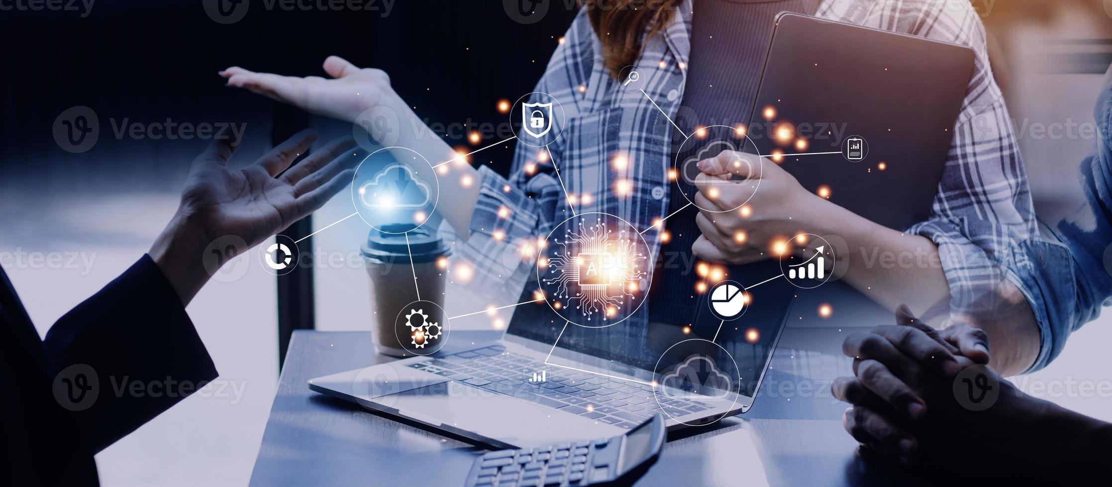 Digital transformation technology strategy, IoT, internet of things. transformation of ideas and the adoption of technology in business in the digital age, enhancing global business capabilities. Ai photo