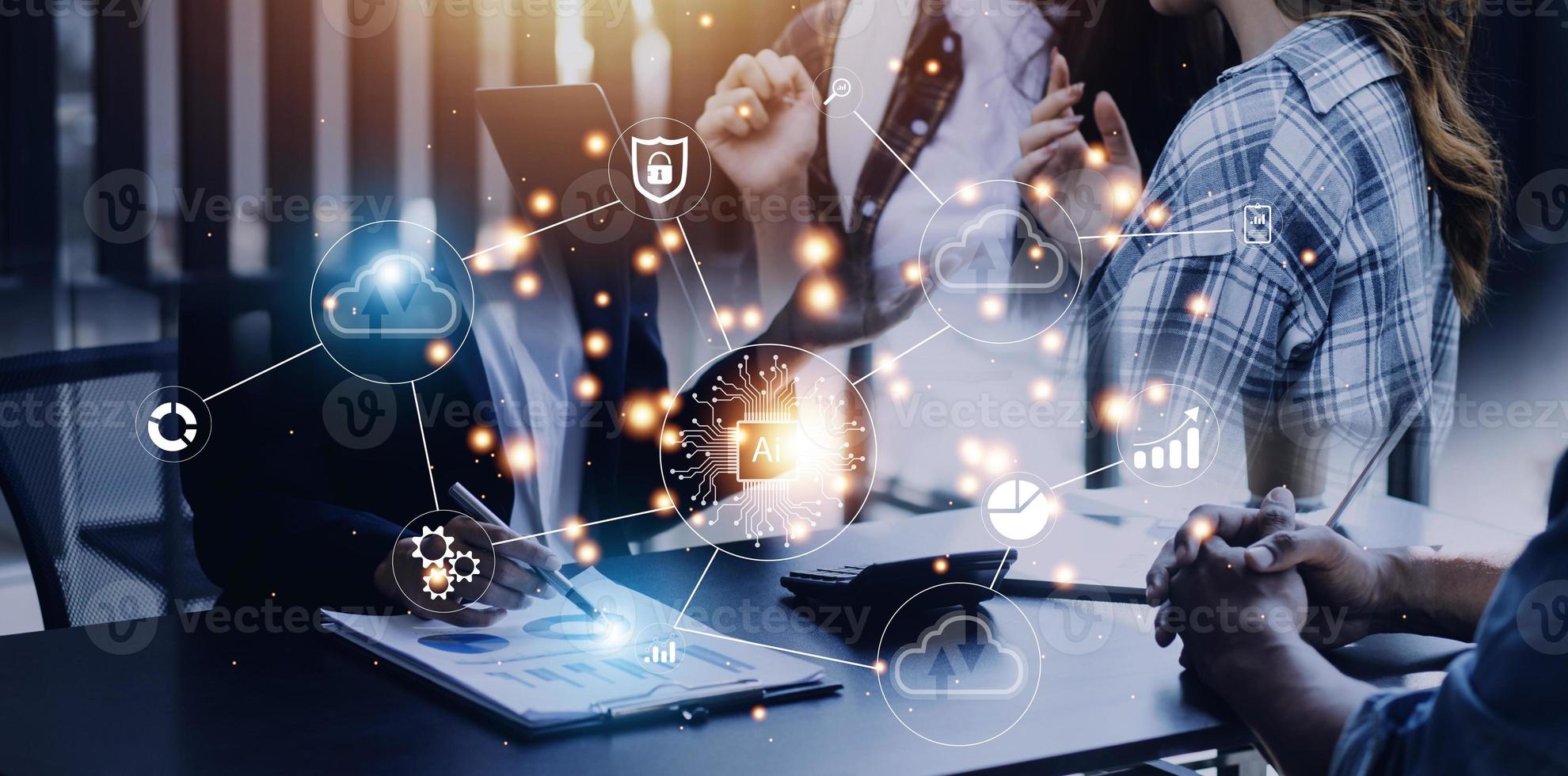 Digital transformation technology strategy, IoT, internet of things. transformation of ideas and the adoption of technology in business in the digital age, enhancing global business capabilities. Ai photo
