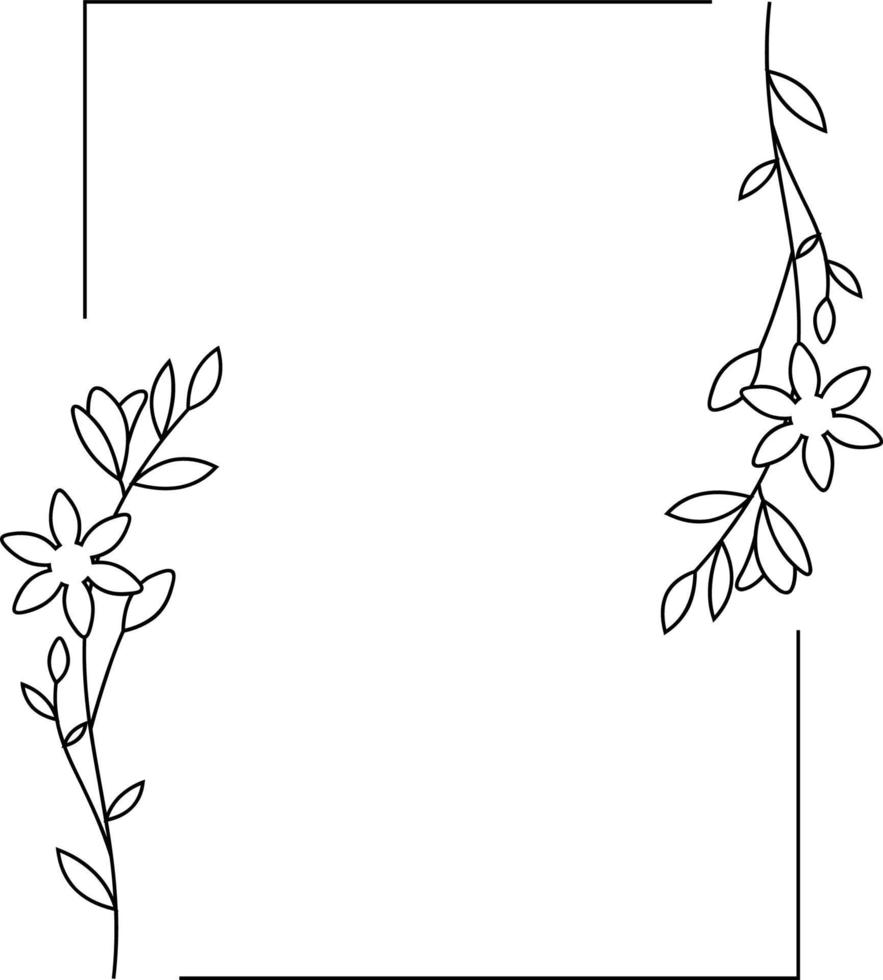 Line Art Flower Frame vector