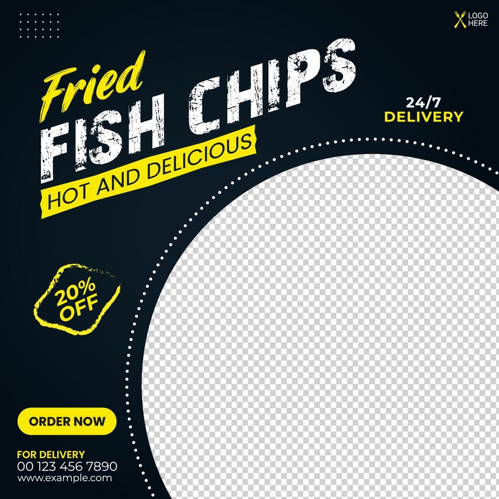 Food social media post promotion banner design template vector