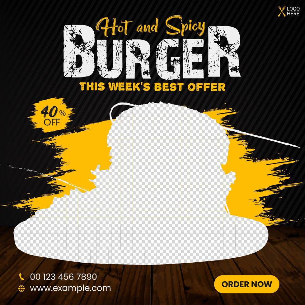 Food social media post promotion banner design template vector