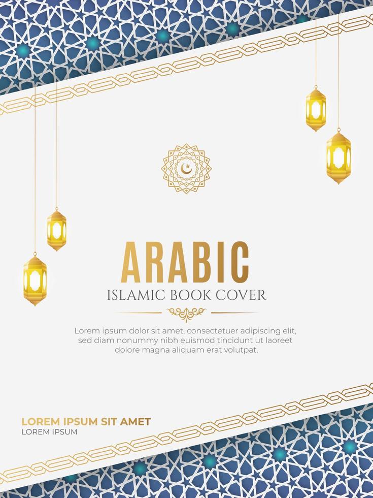 Arábica islámico estilo libro cubrir diseño con Arábica modelo y adornos vector