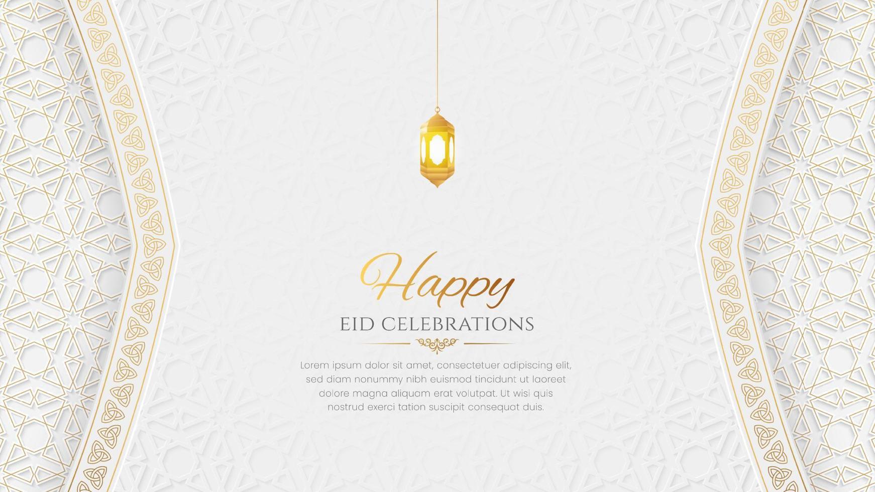 Eid Mubarak Islamic Elegant White Luxury Ornamental Background with Copy Space for Text vector