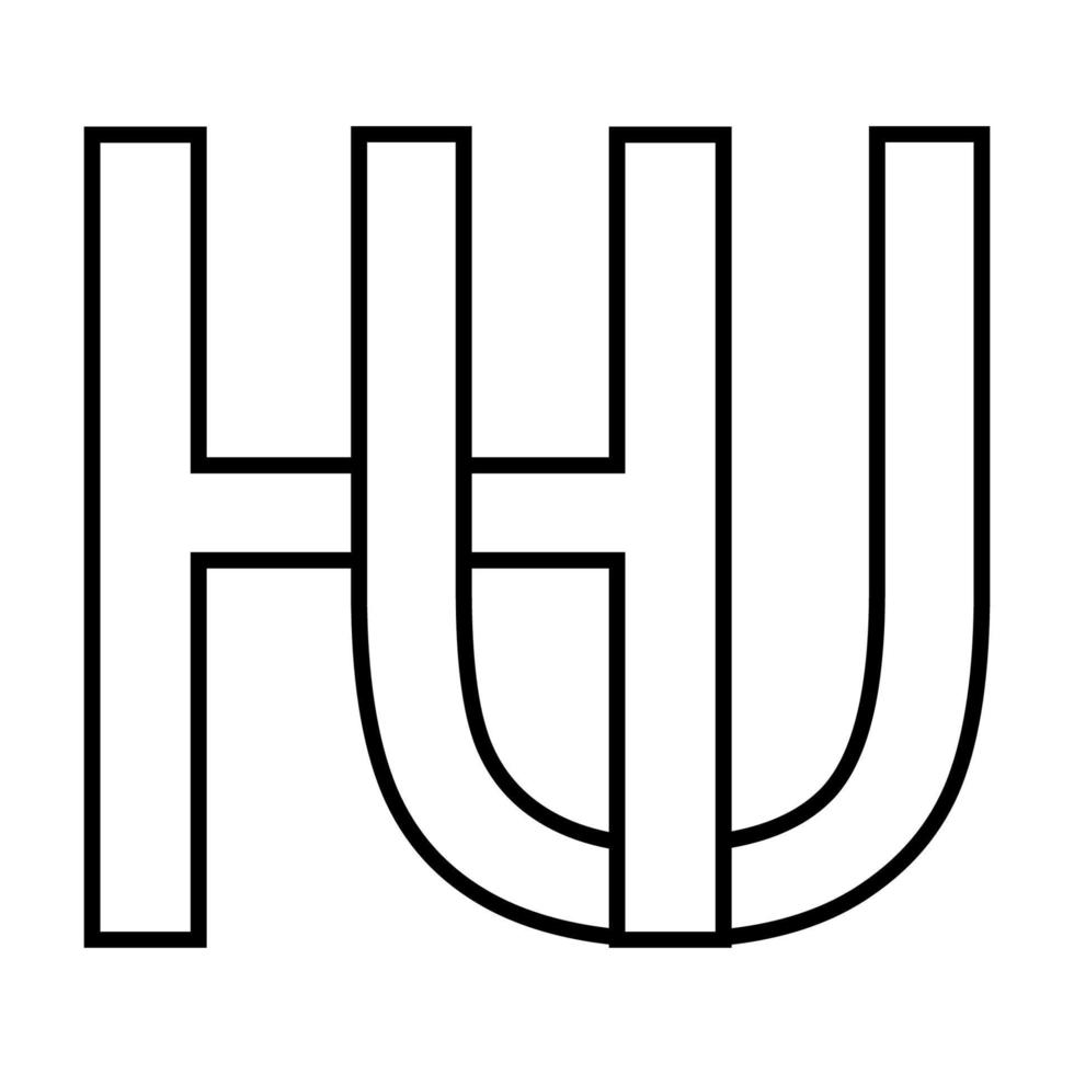 Logo sign hu uh icon, nft interlaced letters u h vector