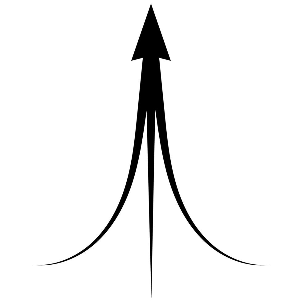 Up arrow rating rise sign, triple tail rocket trend increase stock illustration vector