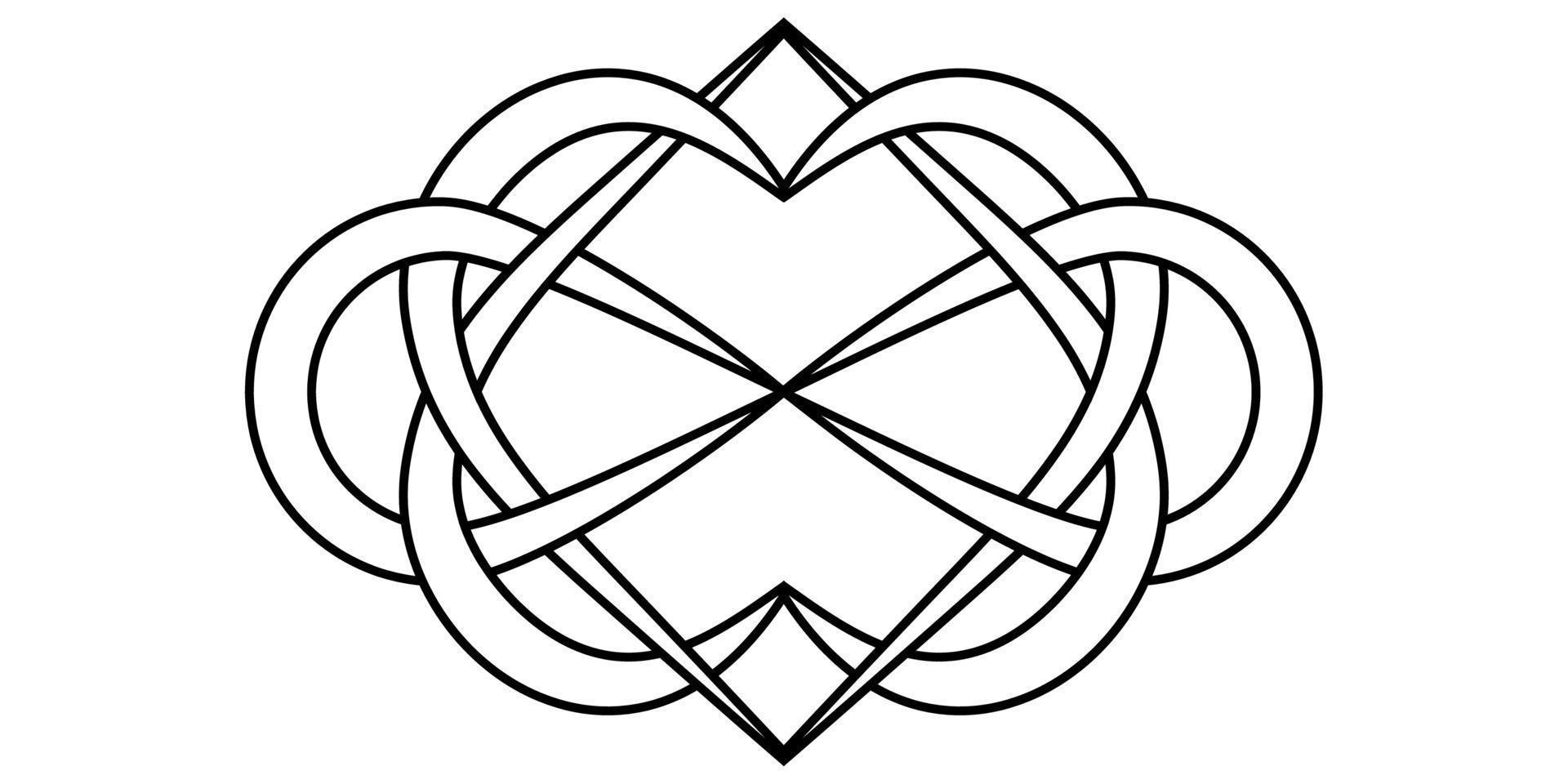 Knot of hearts and infinity sign, vector sign symbol infinite and eternal love