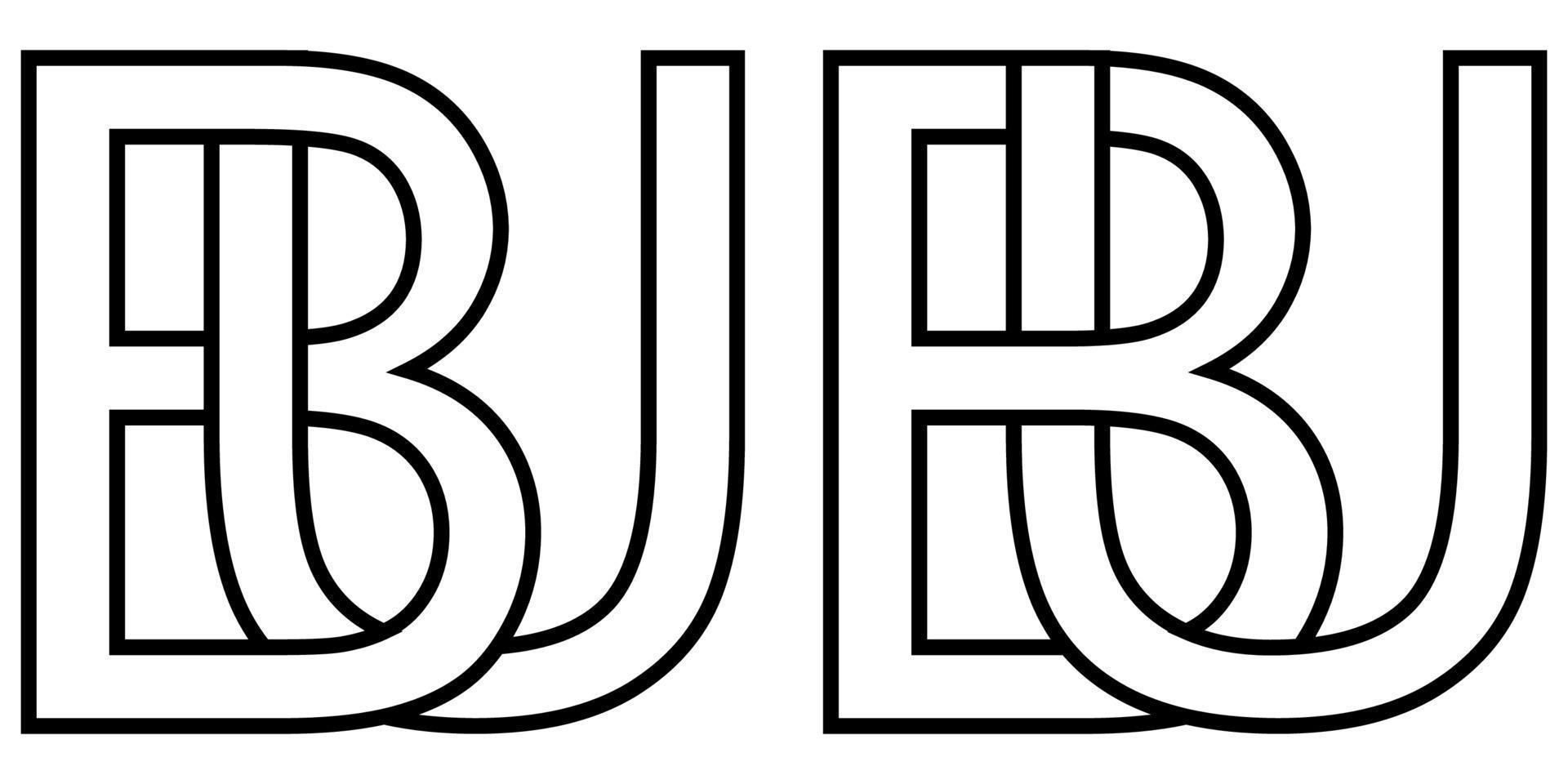 Logo sign bu ub icon sign two interlaced letters b, u vector logo bu, ub first capital letters pattern alphabet b, u