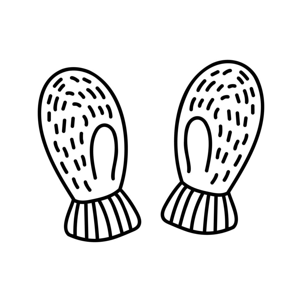 Hand drawn winter warm mittens. Doodle vector illustration