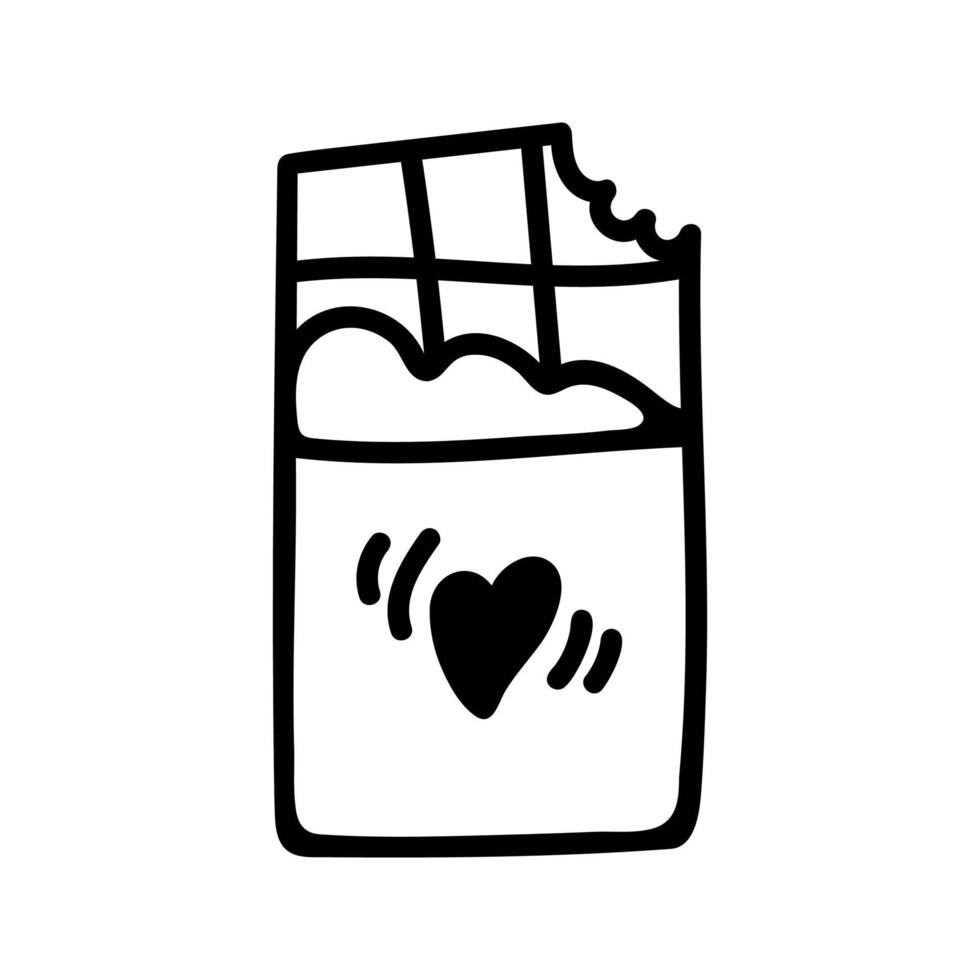 Hand drawn open chocolate with heart. Doodle vector illustration ...