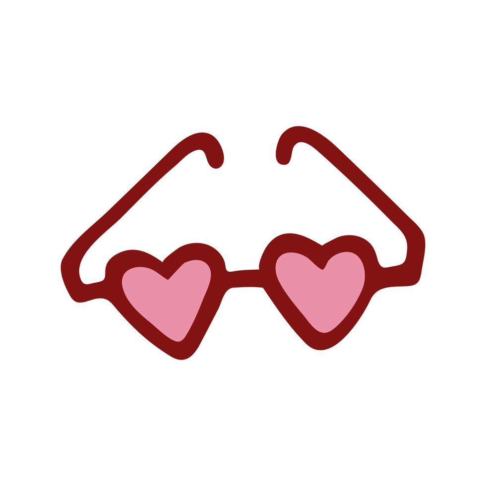 Sunglasses romantic heart shape clipart in flat style. Vector illustration, summer doodle.