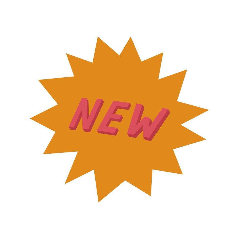 Sticker new in flat vector style. Hand drawn vector illustration online shopping
