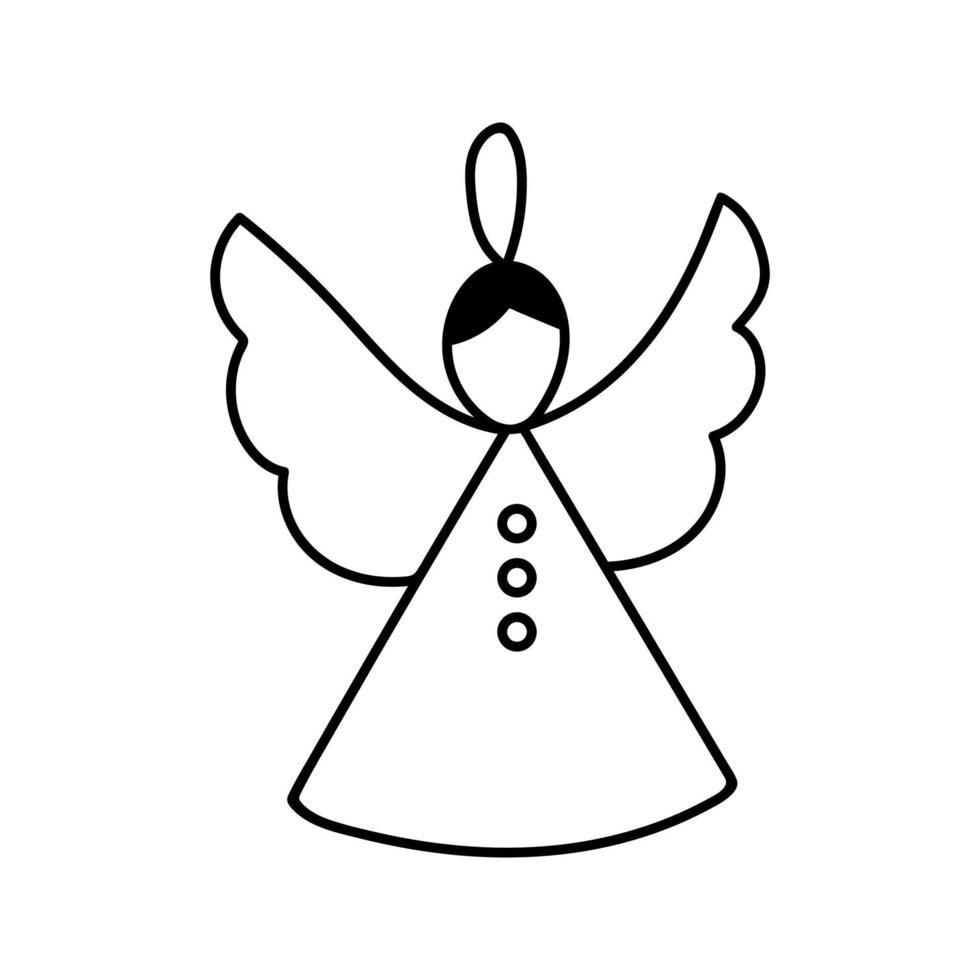 Hand drawn Christmas toy angel. Doodle vector illustration