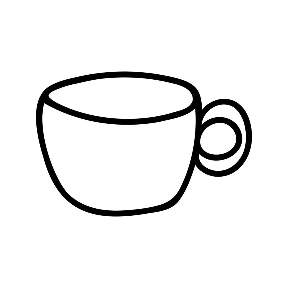 Hand drawn simple tea or cocoa mug. Doodle vector illustration