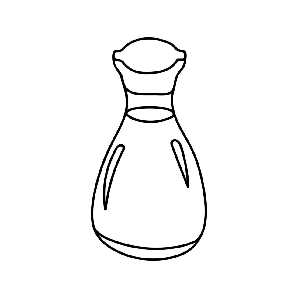 Japanese soy sauce bottle in hand drawn doodle style. Asian food for