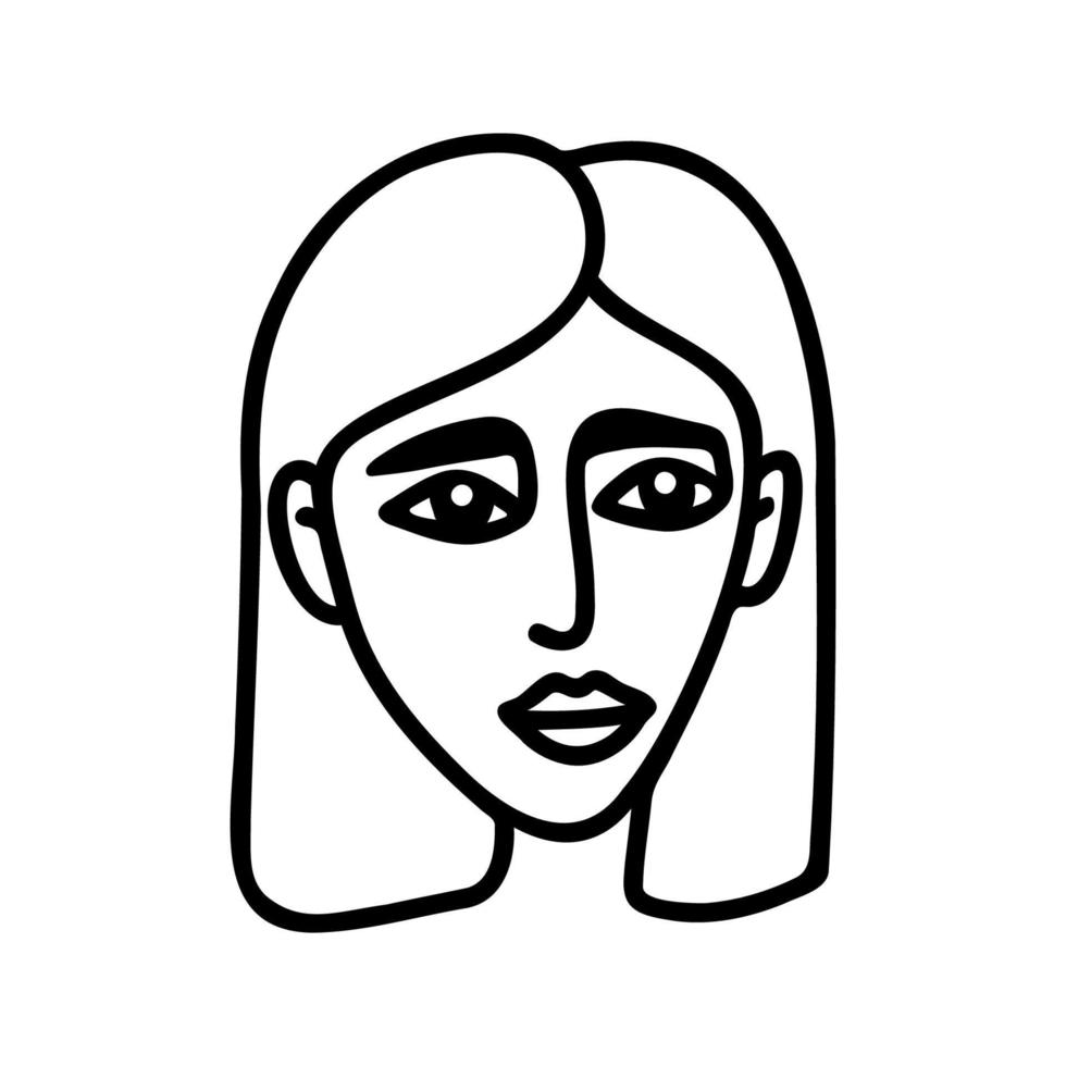 One line beautiful woman face illustration. Vector single line