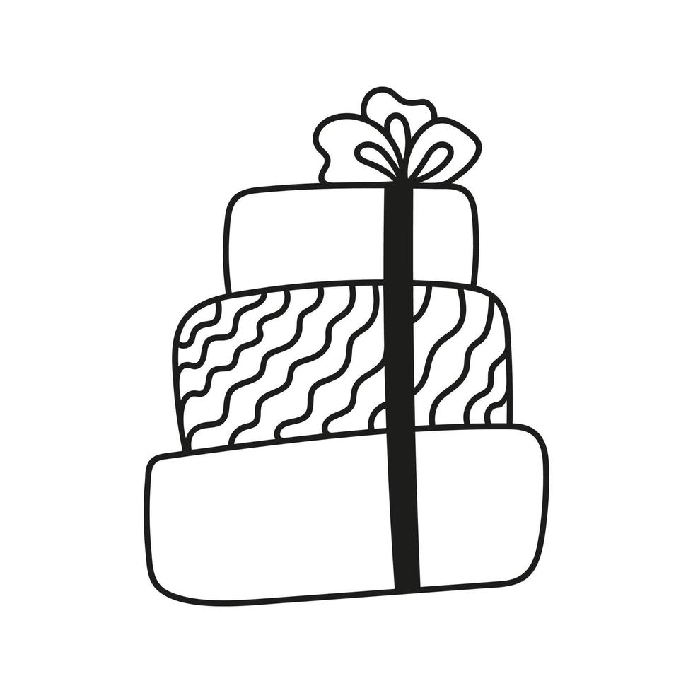 mano dibujado nuevo año y Navidad regalo caja manojo. celebracion garabatear ilustración de presente vector