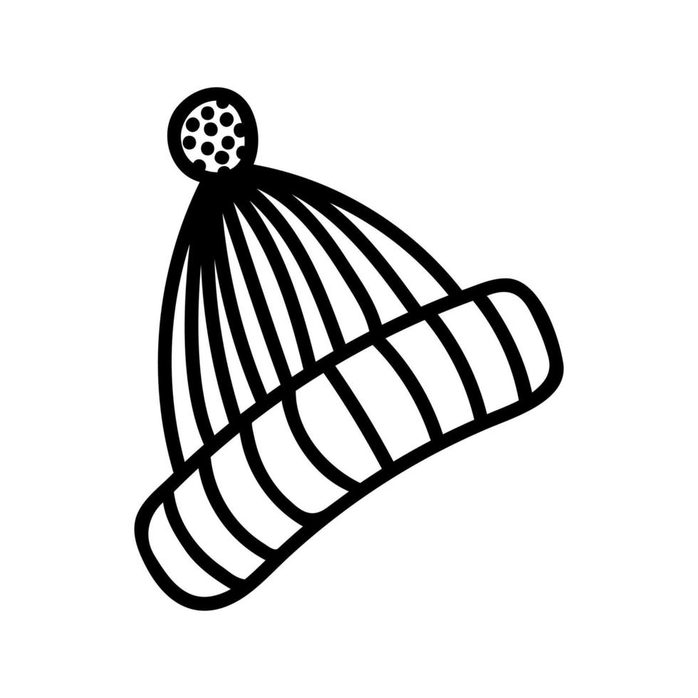 Hand drawn winter warm head hat. Doodle vector illustration