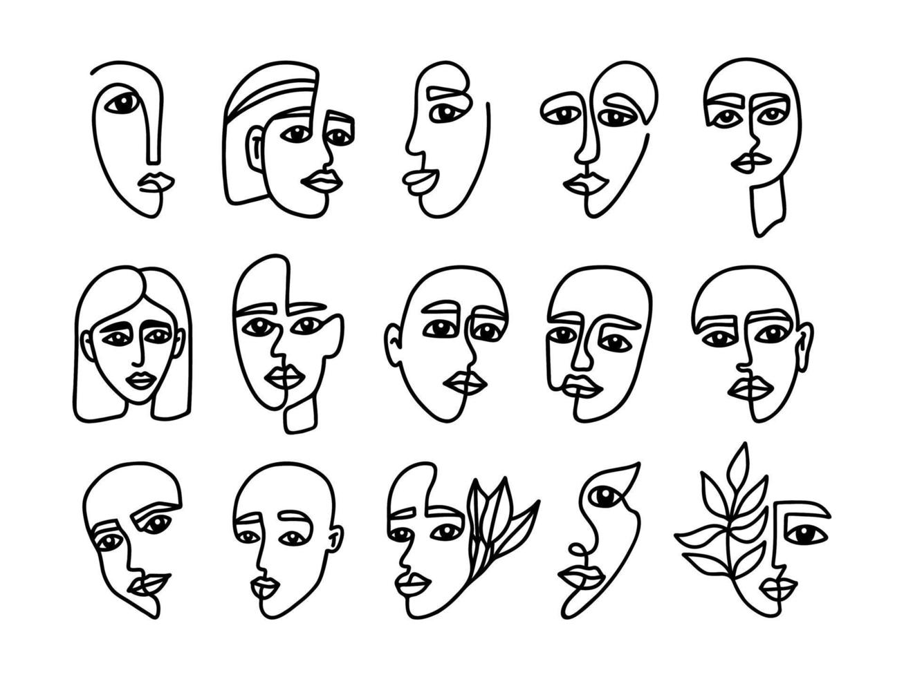 One line beautiful woman face illustration. Vector single line with flowers