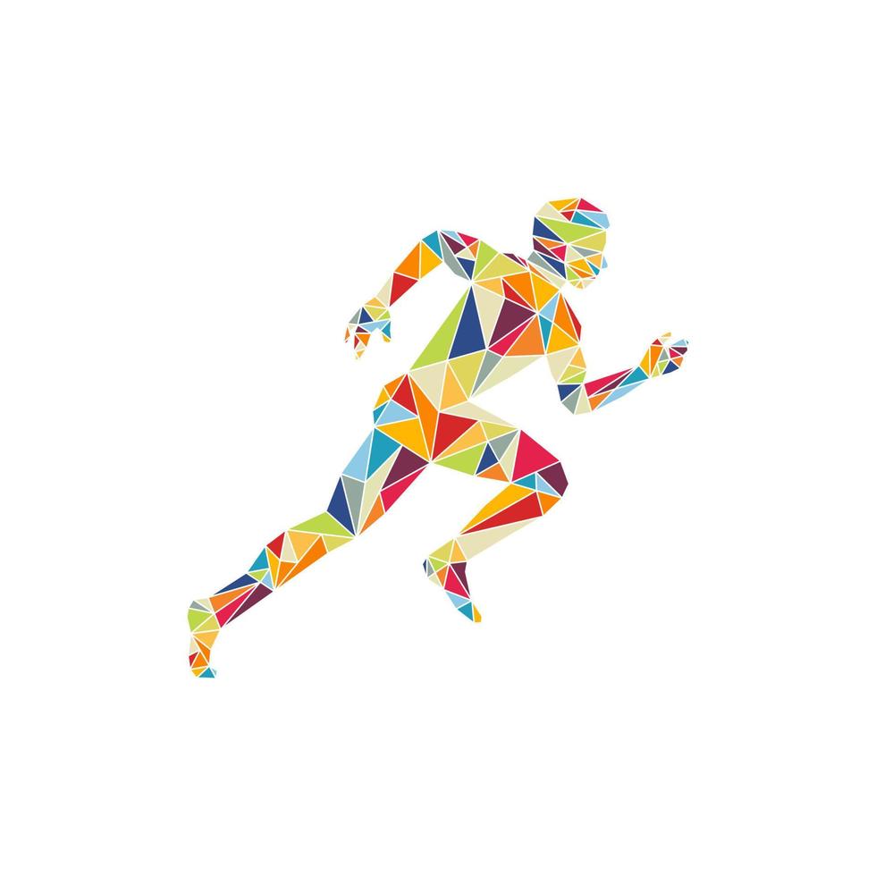 Human running creative geometric design vector