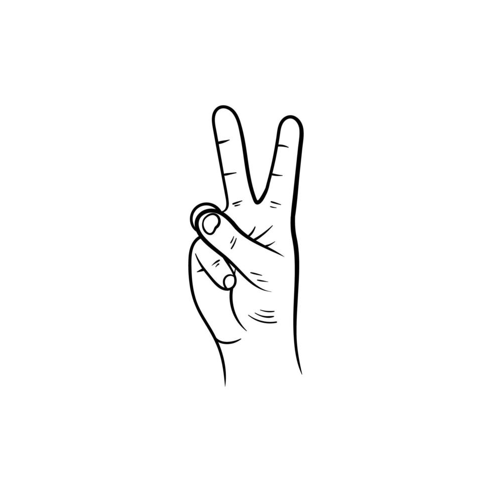 Letter v gesture hand illustration creative design vector