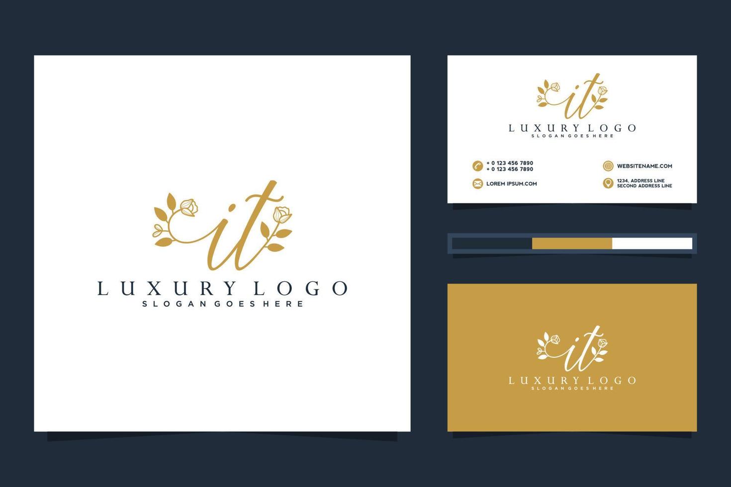 Initial IT Feminine logo collections and business card templat Premium Vector