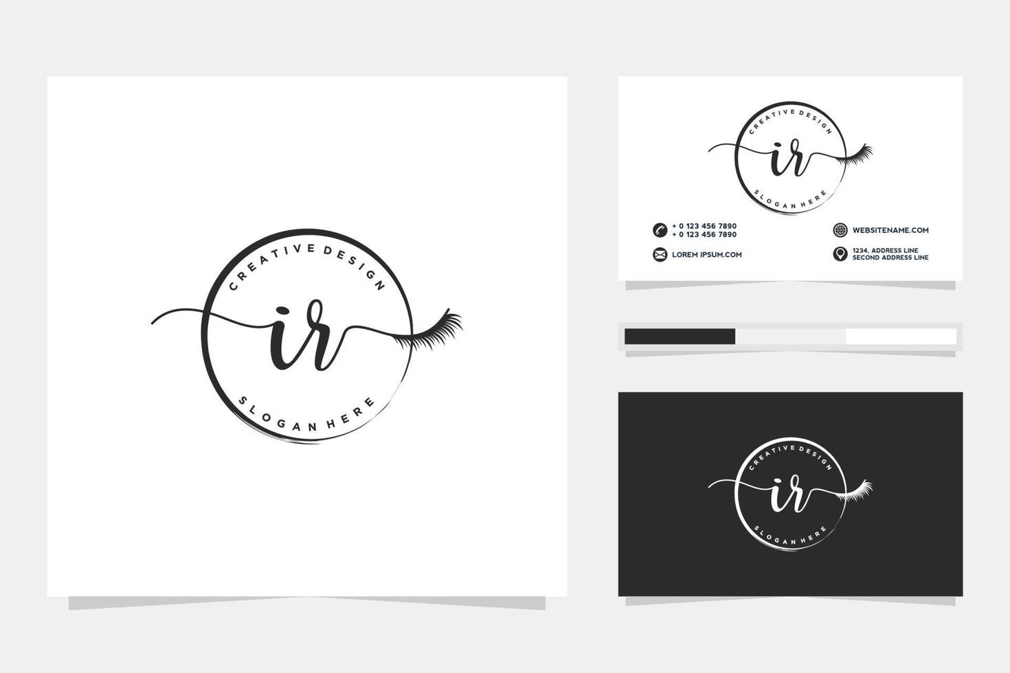Initial IR Feminine logo collections and business card templat Premium Vector