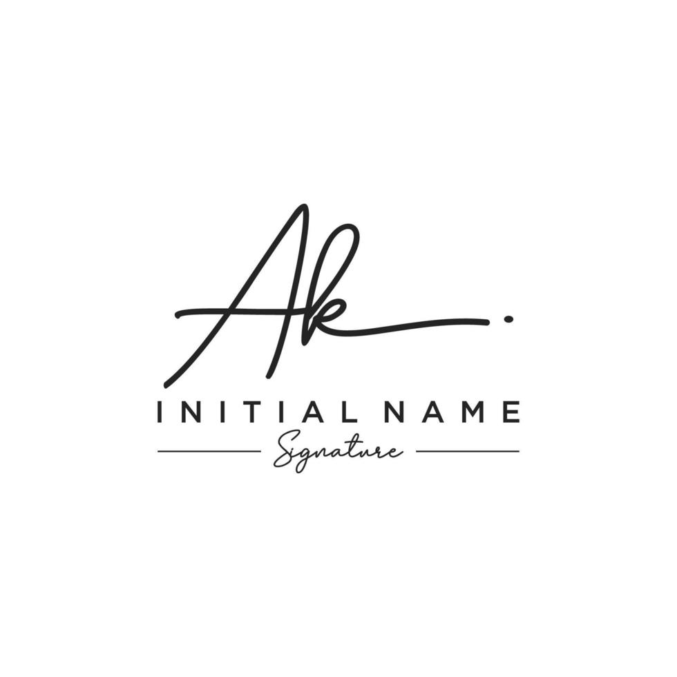 vector de plantilla de logotipo de firma de letra ak
