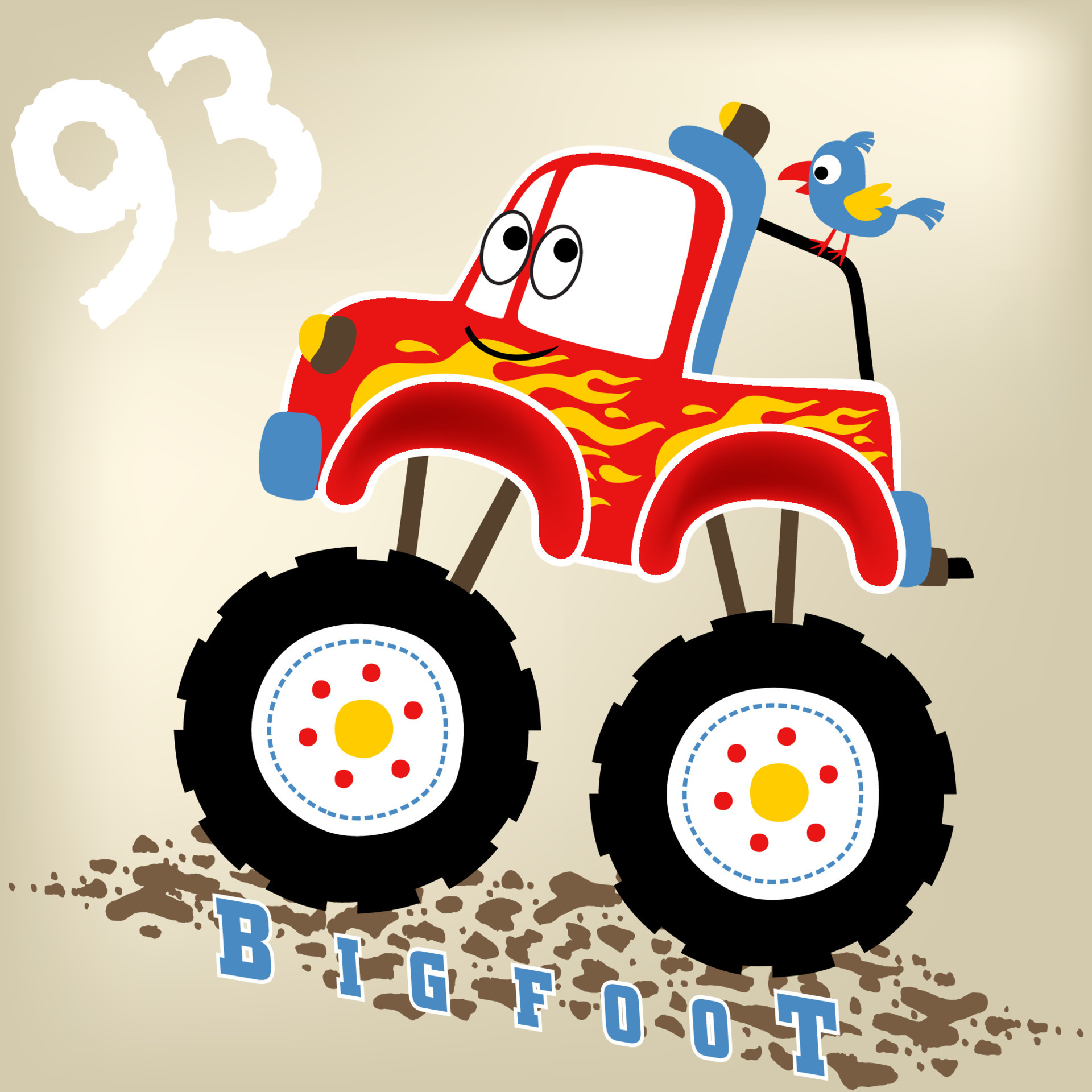 Funny cartoon of a monster truck