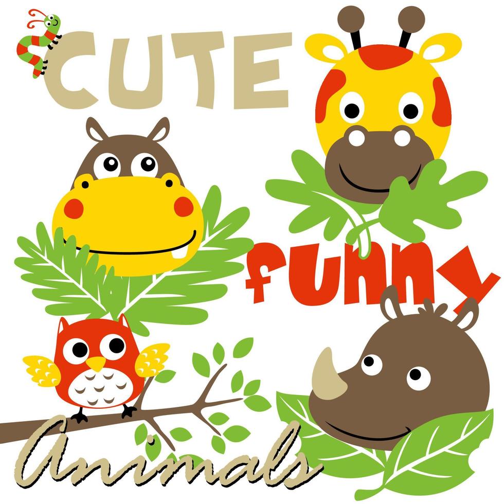 funny smiling animals face, vector cartoon illustration