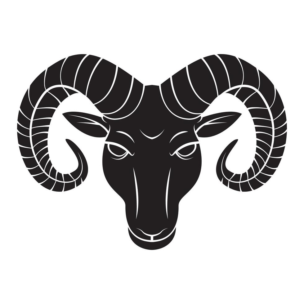 Ram Face Black Vector Illustration